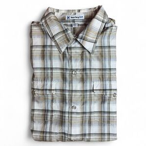 Hurley Men's Casual Plaid Shirt - Gray and Tan